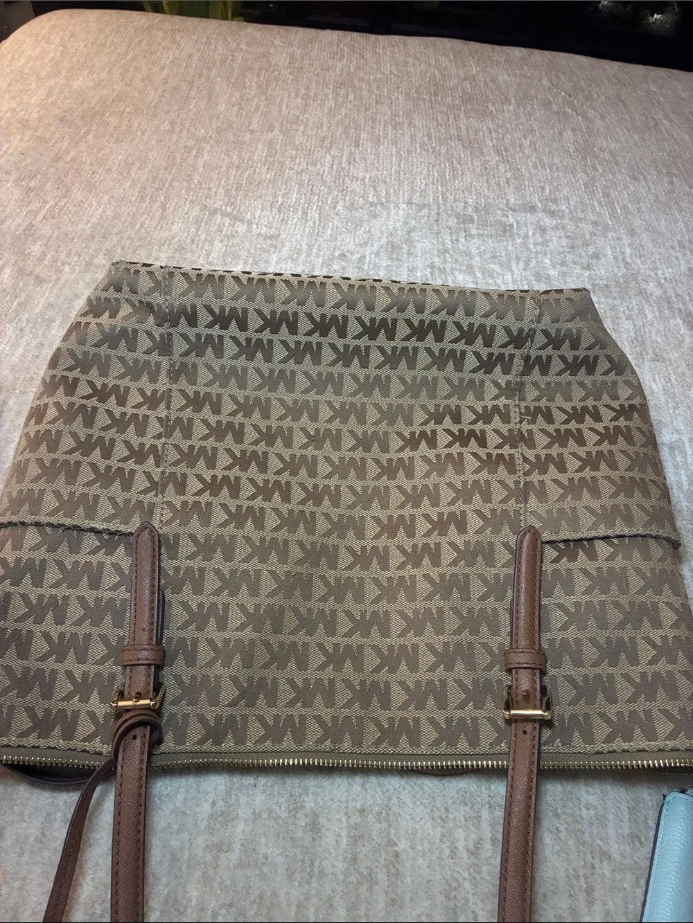 Michael Kors Beige and Brown Signature MK Tote